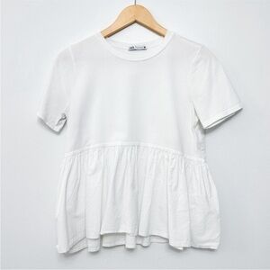 NWOT Zara White Peplum Tshirt